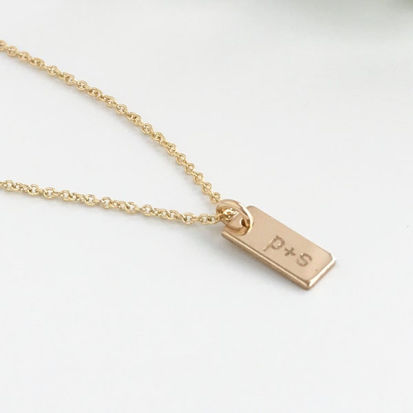 Tiny Initial Tag Necklace Sterling Silver or Gold - Personalized Jewelry -  Necklaces for Women - Gift Ideas for Girlfriend, Wife