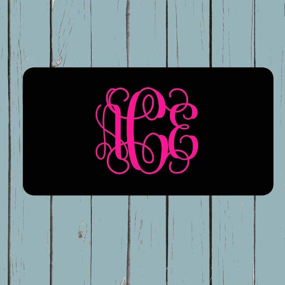Black and White License PlateMonogram Car Tag Front License Plate Personalized Plate Circle