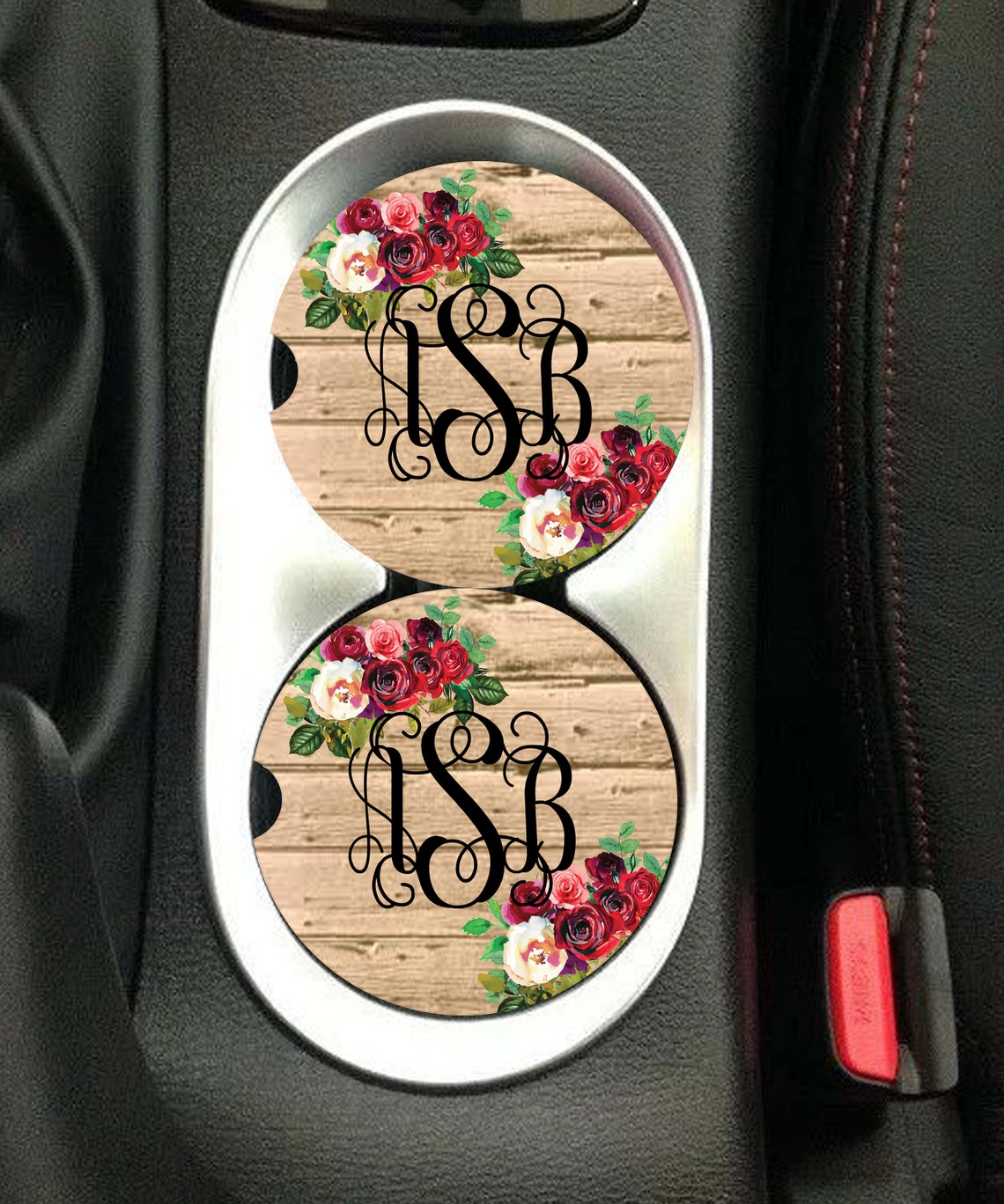 Car Coaster Wood Floral Personalized Car Coaster Cup Holder Etsy