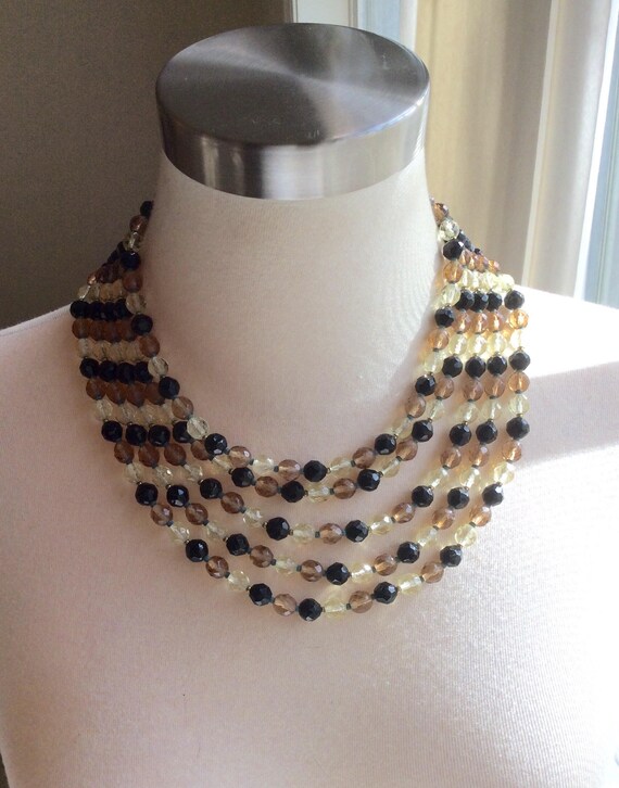 Stunning Vintage Four Strand Crystal Necklace - image 3