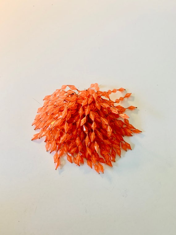 Vintage Acrylic Orange Pom Pom Brooch - image 1