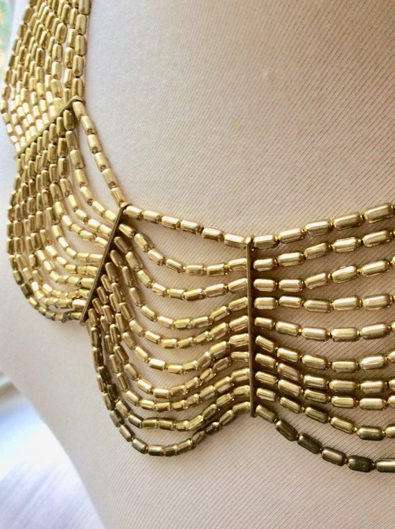 Multi Stranded Brass Bib Necklace - image 2