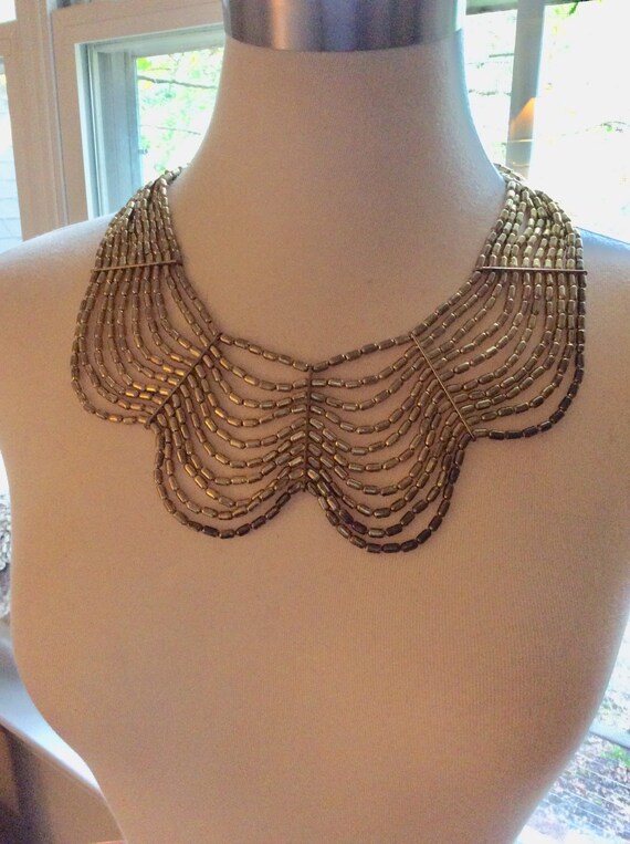 Multi Stranded Brass Bib Necklace - image 4