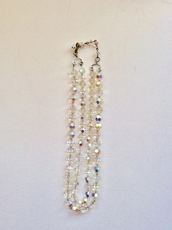 Beautiful two-stranded clear aurora borealis neck… - image 2