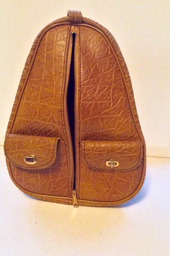 Vintage Retro Vegan Leather Zippered Shoe Bag with