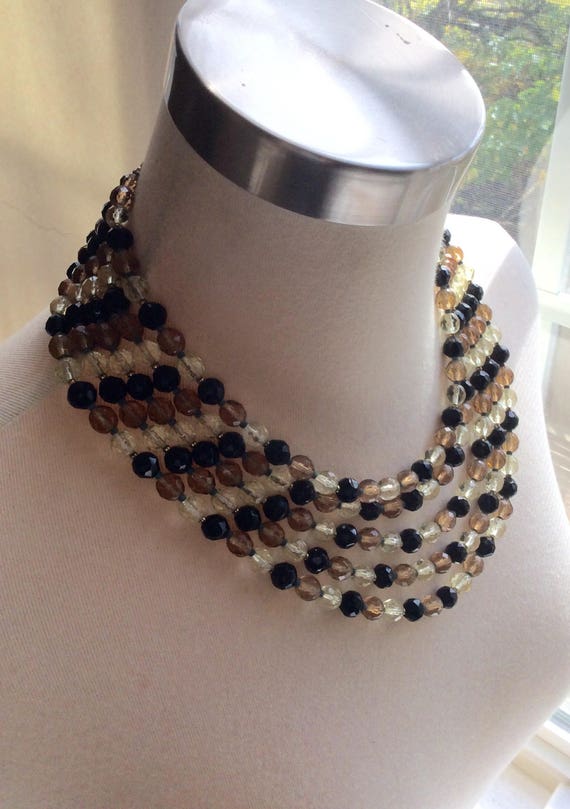 Stunning Vintage Four Strand Crystal Necklace - image 2