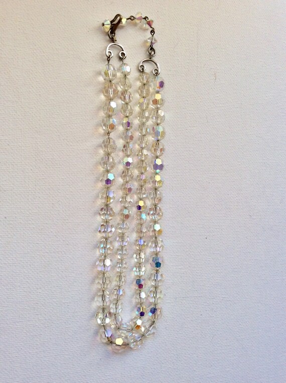 Beautiful two-stranded clear aurora borealis neck… - image 5