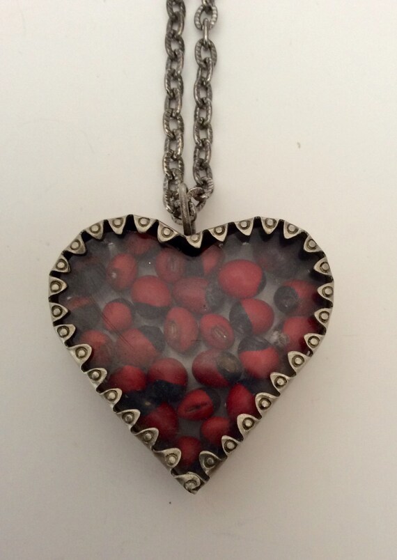 Unique Red Bean Heart Pendant