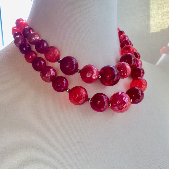 Beautiful Bright Red Lucite and Plastic 1960's Tw… - image 1