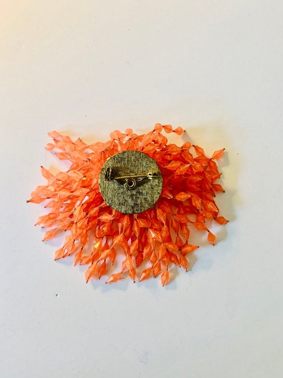 Vintage Acrylic Orange Pom Pom Brooch - image 7