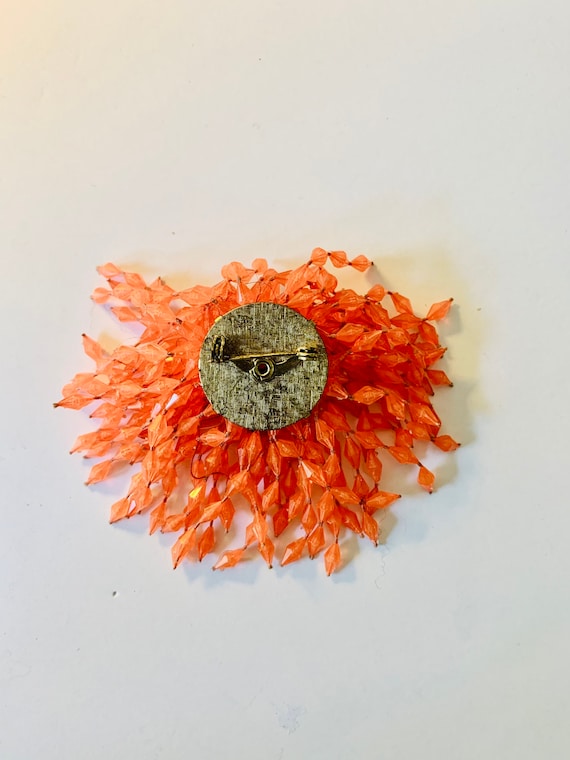 Vintage Acrylic Orange Pom Pom Brooch - image 7