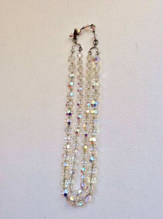 Beautiful two-stranded clear aurora borealis neck… - image 4