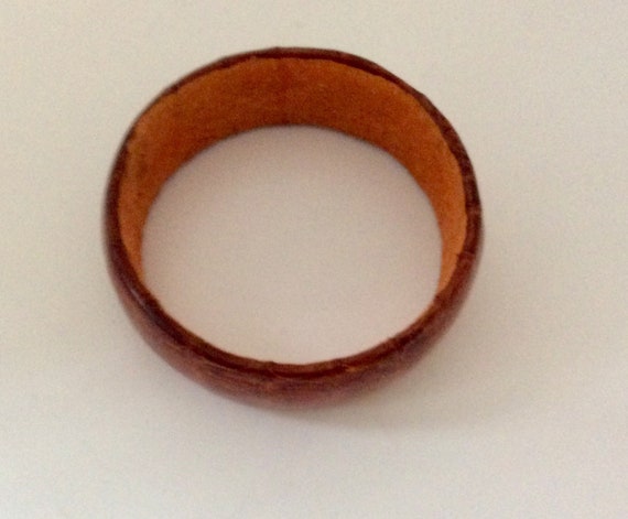 Wide Retro Leather and Suede Bangle Set - image 8