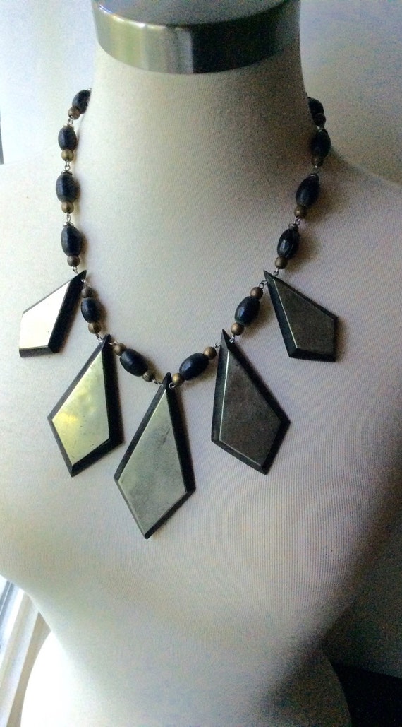 Bohemian Ebony Wood and Brass Necklace