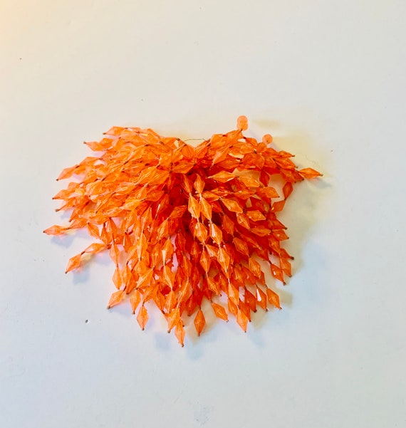 Vintage Acrylic Orange Pom Pom Brooch - image 3