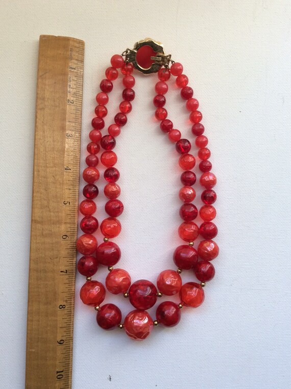 Beautiful Bright Red Lucite and Plastic 1960's Tw… - image 4