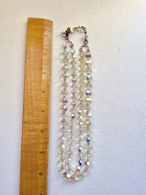 Beautiful two-stranded clear aurora borealis neck… - image 3