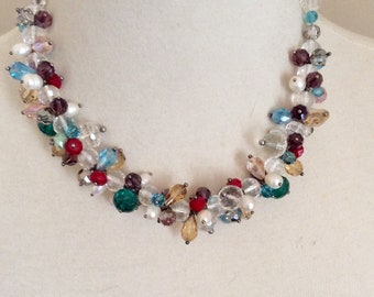Multi Color Crystal Bead Necklace