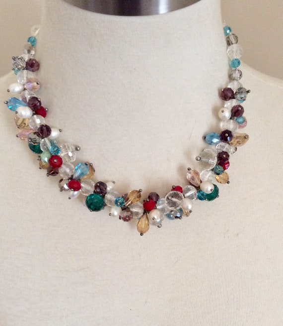 Multi Color Crystal Bead Necklace