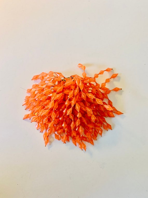 Vintage Acrylic Orange Pom Pom Brooch - image 2