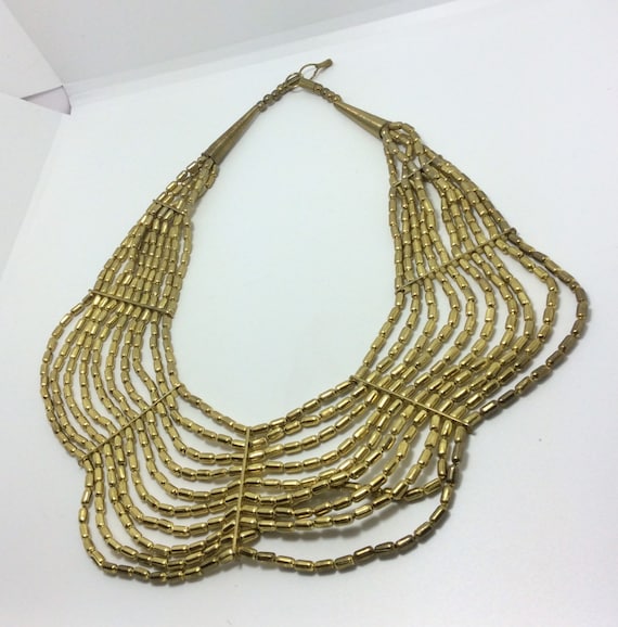 Multi Stranded Brass Bib Necklace - image 6