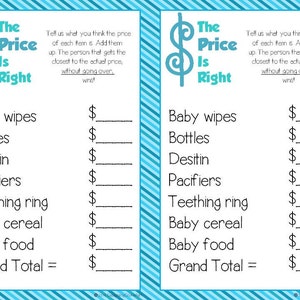 The Price is Right Baby Shower Game