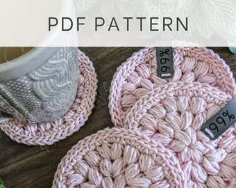 Crochet Pattern || Fancy Puff Coaster Pattern, Kitchen Decor Instant PDF Download