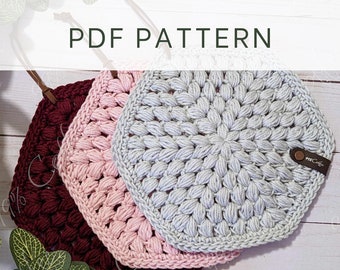 Crochet Pattern || Fancy Puff Trivet, Hot Pad Crochet Pattern, Hot Pad for Kitchen Instant PDF Download