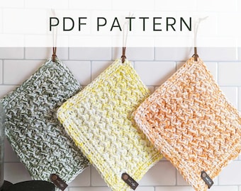 Crochet Pattern || Modern Moss Stitch Potholder Pattern - Trivet Pattern - Home Decor Crochet Tutorial - PDF Download