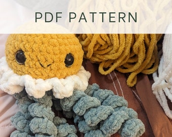 Crochet Pattern || Flora the Jellyfish, No Sew Amigurumi Pattern, Plushie Crochet Pattern, Instant PDF Download