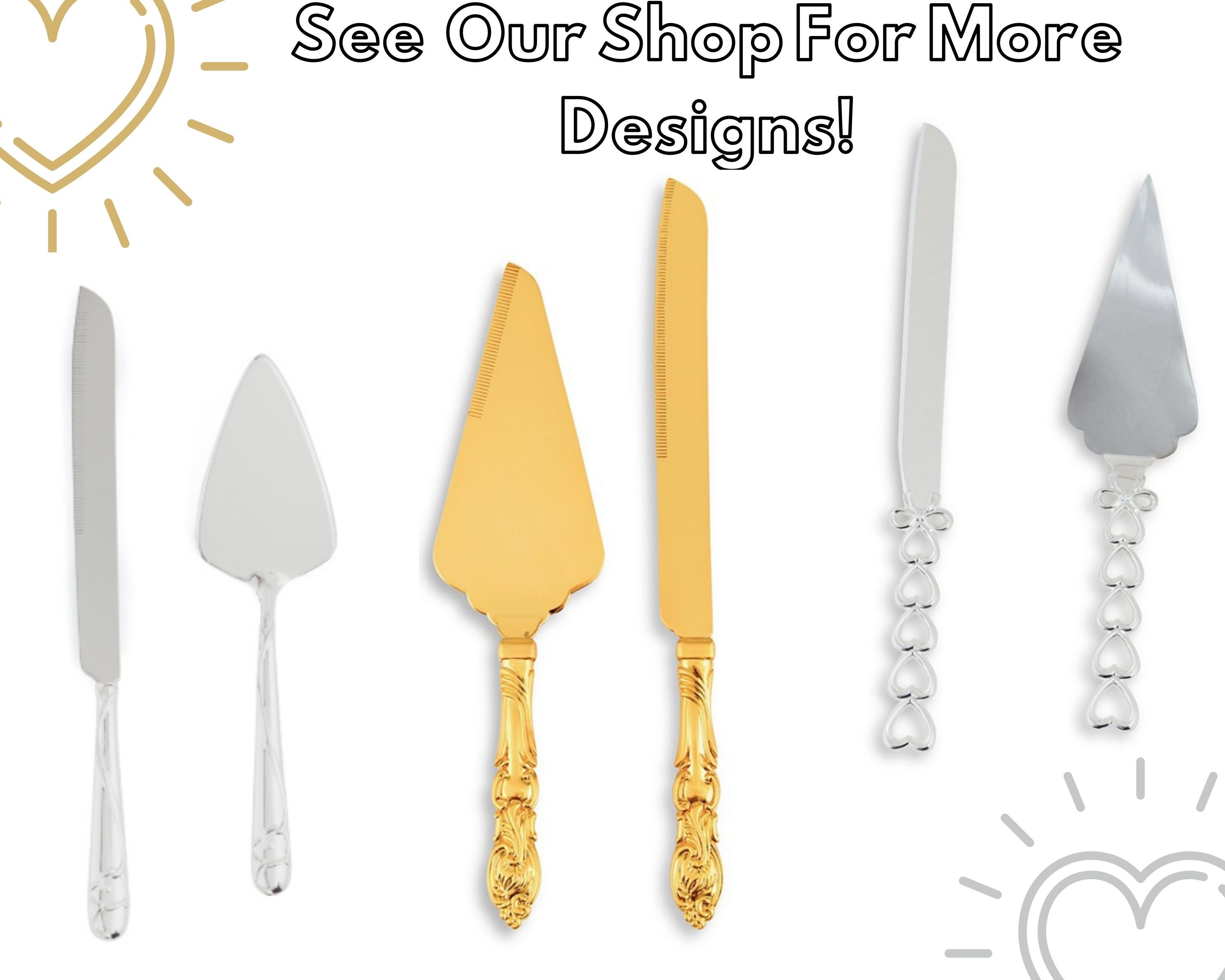 Personalised Cake Serving Set Matte Gold Cake Serving Set Etsy