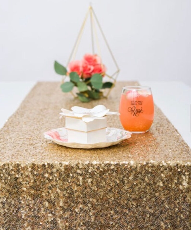 Metallic Gold Sequin Table Runner Wedding Reception Etsy
