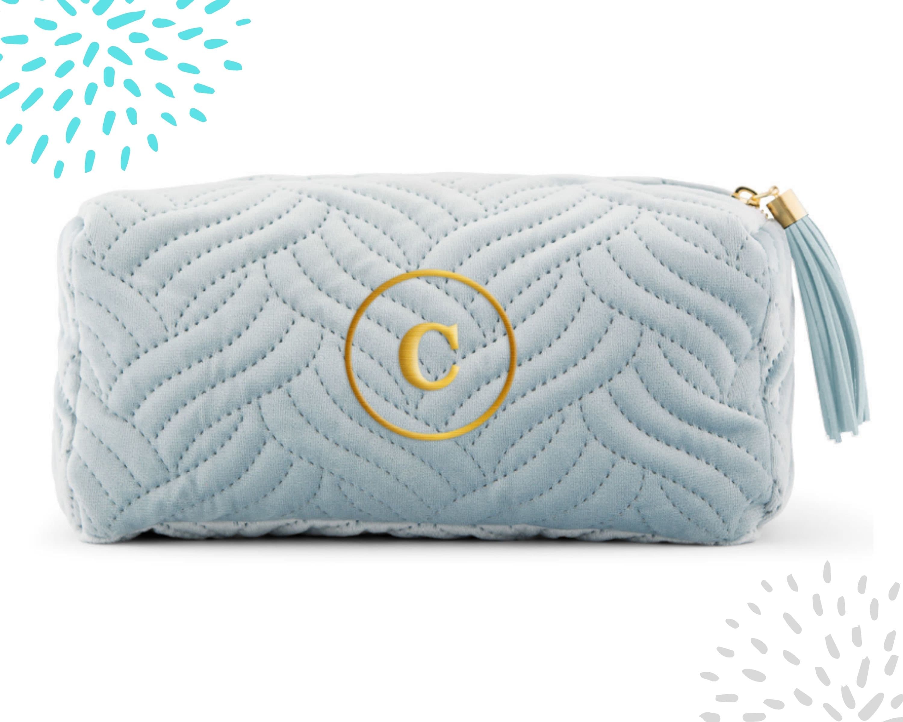 Personalised Quilted Velvet Cosmetic Bag Custom Travel Make Etsy