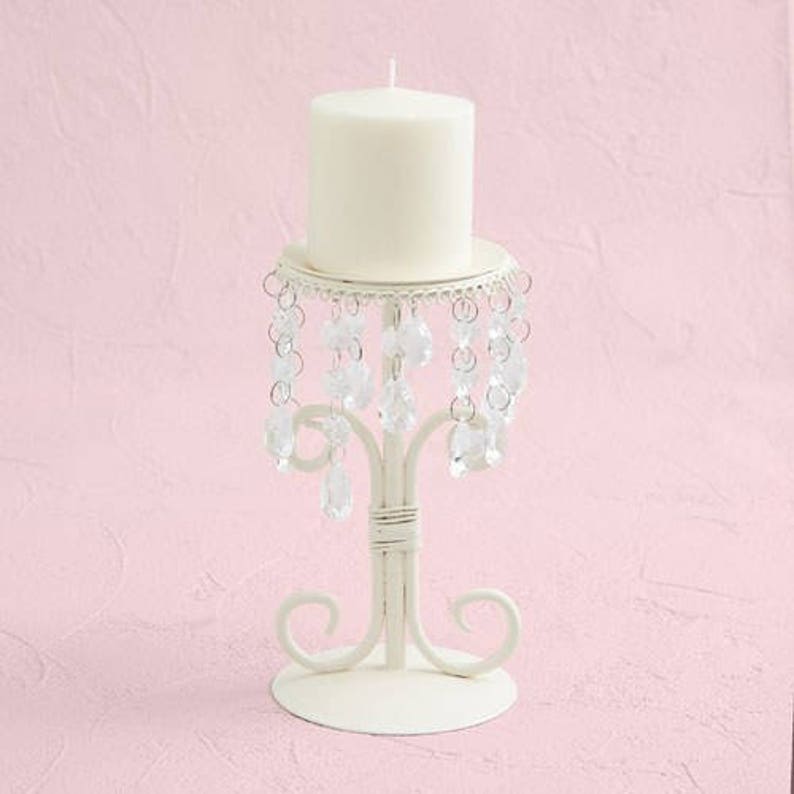 Ivory Pillar Candle Holder with Crystal Detail Wedding Venue Etsy
