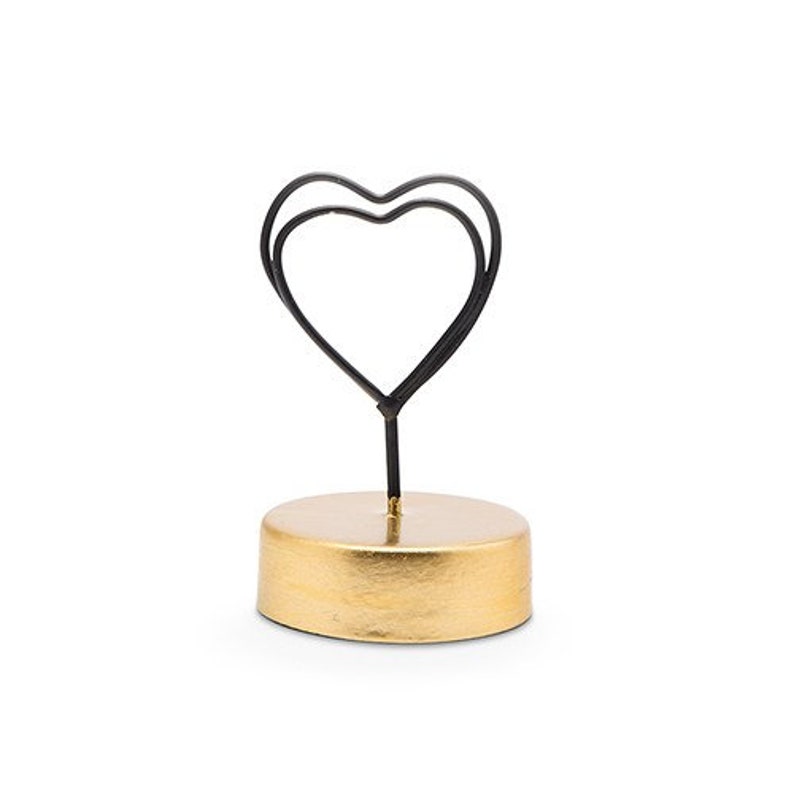 Black And Gold Heart Shaped Place Card Holder Double Heart Etsy
