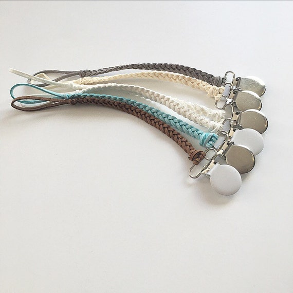 NomiLu Braided Suede Pacifier Clip (made on Silver Clasp)