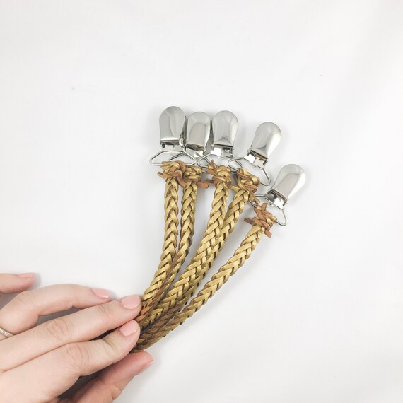 NomiLu GOLD Braided Suede Pacifier Clip