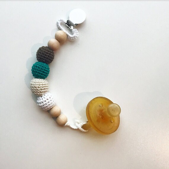 Forest Clip -- Crocheted Beads Pacifier Clip