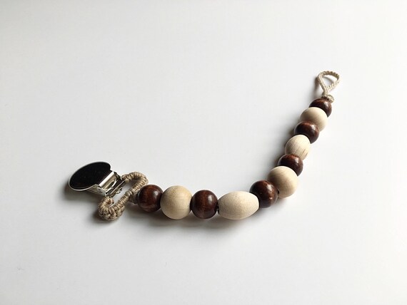 Fawn Oval -- NomiLu Oval Stained Beaded Pacifier Clip (Ring sold separately)