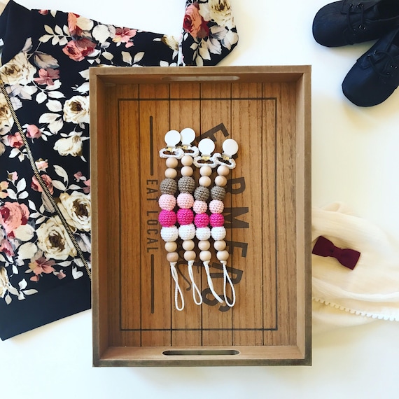 Champagne Clip -- Eco-friendly pacifier/teething clip