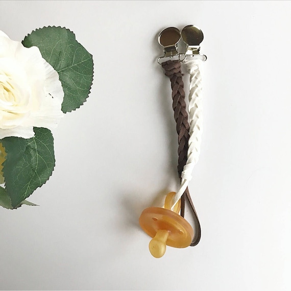 NomiLu Jumbo Braided Suede Pacifier Clip (made on Silver Clasp)
