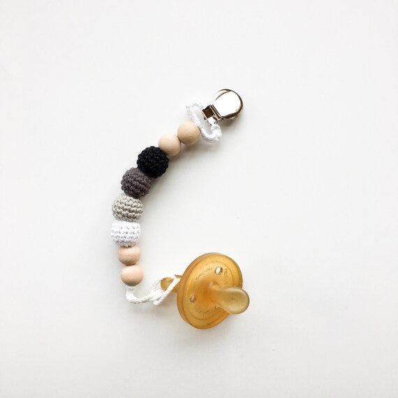 MoonLight Clip -- Crocheted Beads Pacifier Clip -- PACIFIER SOLD SEPERATELY