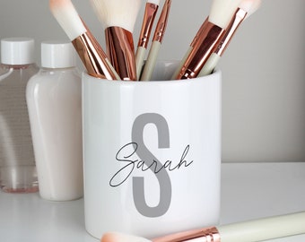 Personalised make up holder make up brush holder personalised make up set initial and name make up brush pot