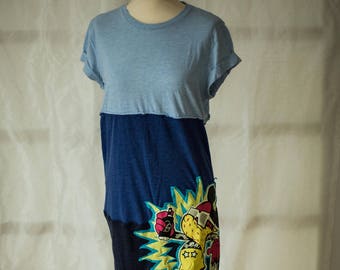 Upcycled Patchwork Dress Women | Blue Tones Bohemian Streetwear | Recycled Hip Summer Dress | Sustainable Fair Fashion One of a Kind