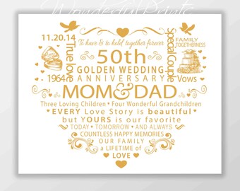 Wedding Anniversary 1st 10th 20th 25th 30th 35th 40th 50th Etsy