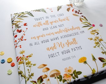 TRUST in the Lord / Proverbs 3:5-6 / Country Flowers / Wild Flowers / Scripture Art / Bible Verse / Christian Art / Christian Gift / Canvas