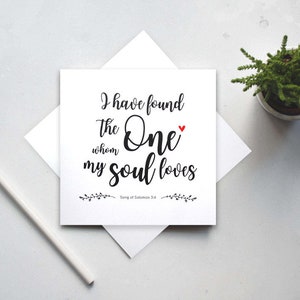 Tarjetas cristianas, tarjetas con versículos bíblicos, tarjetas cristianas de boda, He hallado al que ama mi alma - Cantar de los Cantares 3:4 (GC50B)