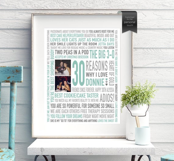 30th Best friend prints, 30 Birthday Gifts for Her, 30th Sister Gifts, 30th Personalised, 30th Keepsake gift, 30th Print, Digital download