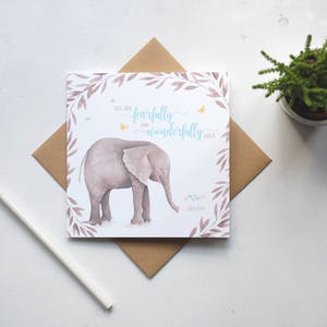 Widmungskarte - Psalm 139: 14 - Psalm 139: 14 - Elefant - New Baby Karte - Taufkarte - Christliche Karten (GC27EB)