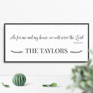 Christian gifts for women for men, Christian Home Decor, Bible Verse Print, Christian Poster, As for me and my house - Joshua 24:15 (J73)